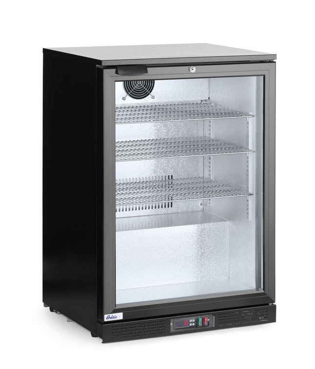 Back bar-køleskab med enkeltdør, Arktic, 105L, sort, 230V/123W, 600x530x(H)865mm