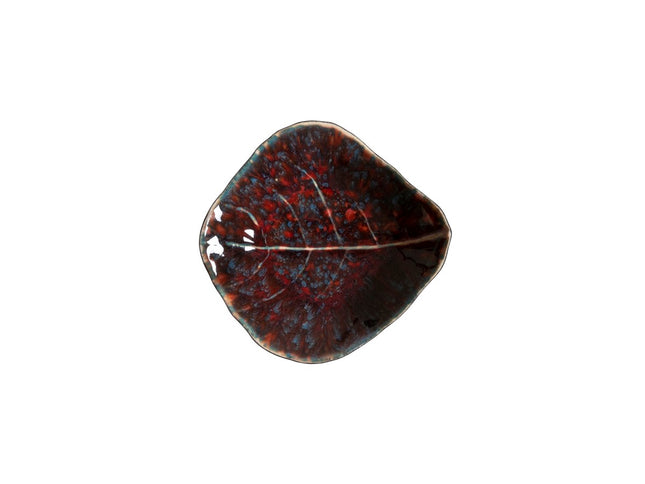 Miniskål blad Riviera 11 x 10 x 3 cm Granatrød/sort nistret - 6 stk