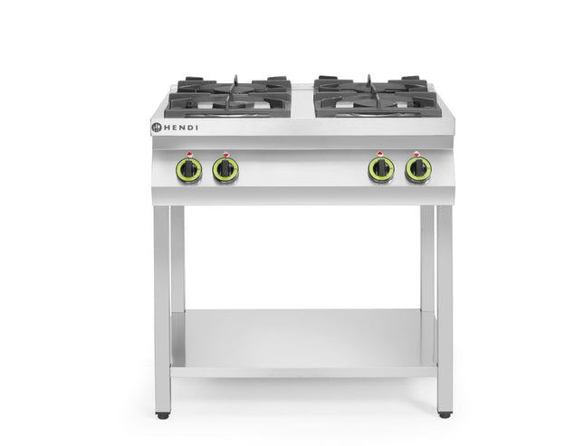 Gaskomfur Kitchen Line 4-brænder åbent understel, HENDI, Kitchen Line, 19kW, 800x700x(H)900mm