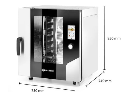 Kombidamper – Touch 7 x GN 1/1, elektrisk, med direkte damp og touchskærmsbetjening, HENDI, 400V/11400W, 730x784x(H)850mm