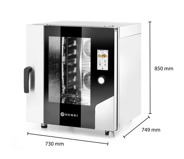 Kombidamper – Touch 7 x GN 1/1, elektrisk, med direkte damp og touchskærmsbetjening, HENDI, 400V/11400W, 730x784x(H)850mm