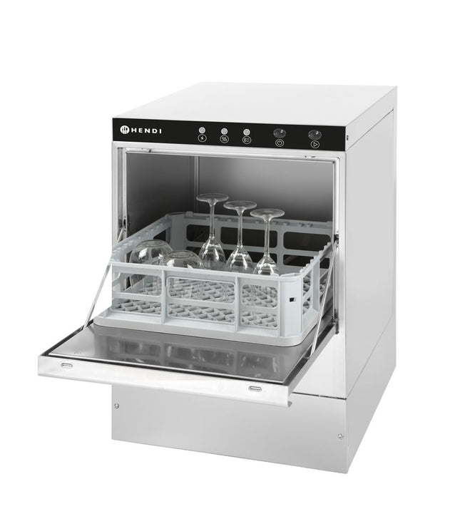 Glasopvasker 40x40, elektromekanisk styring, HENDI, Budget Line, med sæbepumpe, 230V/2800W, 470x510x(H)710mm