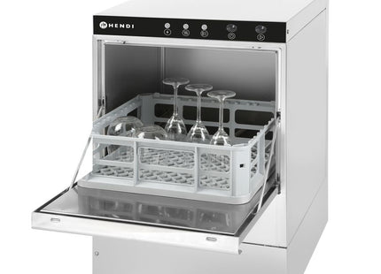 Glasopvasker 40x40, elektromekanisk styring, HENDI, Budget Line, med afløbs- og sæbepumpe, 230V/2800W, 470x510x(H)710mm