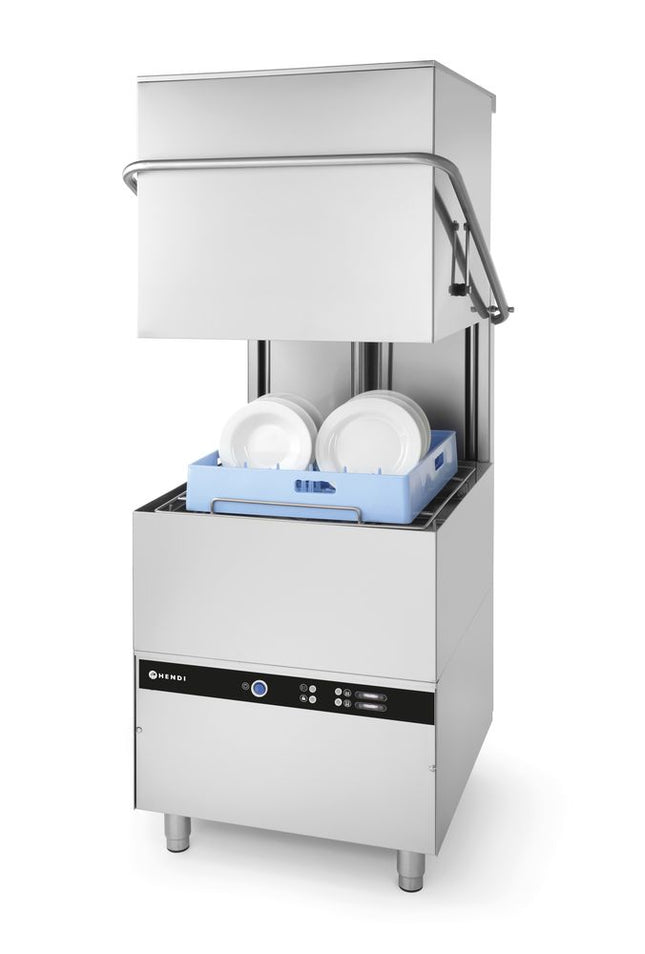 Hætteopvaskemaskine 50x50 - elektromekanisk styring, HENDI, Budget Line, med sæbepumpe, 400V/8600W, 745x903x(H)1406mm