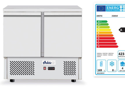 Kølebord, 2 døre, Arktic, Uden bagkant, 169L, 230V/220W, 700x900x(H)890mm