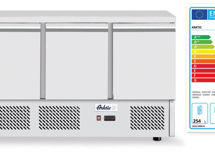Pizzakølebord, 3 døre, Arktic, 254L, 230V/400W, 700x1400x(H)943mm