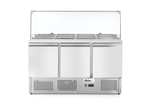 Salatkølebord med tre døre og glasdisplay 380L, Arktic, 254L, 230V/310W, 700x1365x(H)1300mm