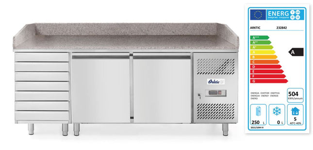 Pizzakølebord, dobbeltdør, Arktic, 250L, 230V/250W, 800x2010x(H)840mm
