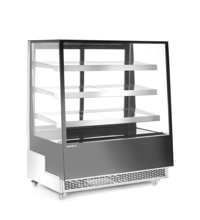 Kølediske med 3 skrå hylder, Arktic, sort, 230V/490W, 833x1200x(H)1460mm