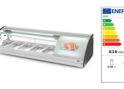 Sushidisk 5x GN 1/3, Arktic, 230V/160W, 445x1307x(H)327mm