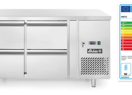 Kølebord, 4 skuffer, Arktic, Profi Line, uden bagkant, 90L, 230V/250W, 700x1360x(H)840mm