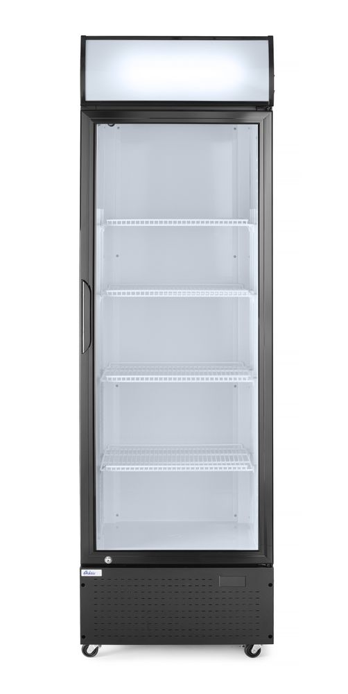 Backbar-køleskab med bagbelyst panel, enkeltdørs, Arktic, 254L, sort, 230V/250W, 578x605x(H)1980mm