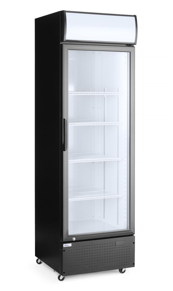 Backbar-køleskab med bagbelyst panel, enkeltdørs, Arktic, 254L, sort, 230V/250W, 578x605x(H)1980mm