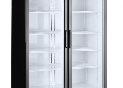 Backbar-køleskab med bagbelyst panel, dobbeltdørs, Arktic, 512L, sort, 230V/510W, 1120x585x(H)1900mm