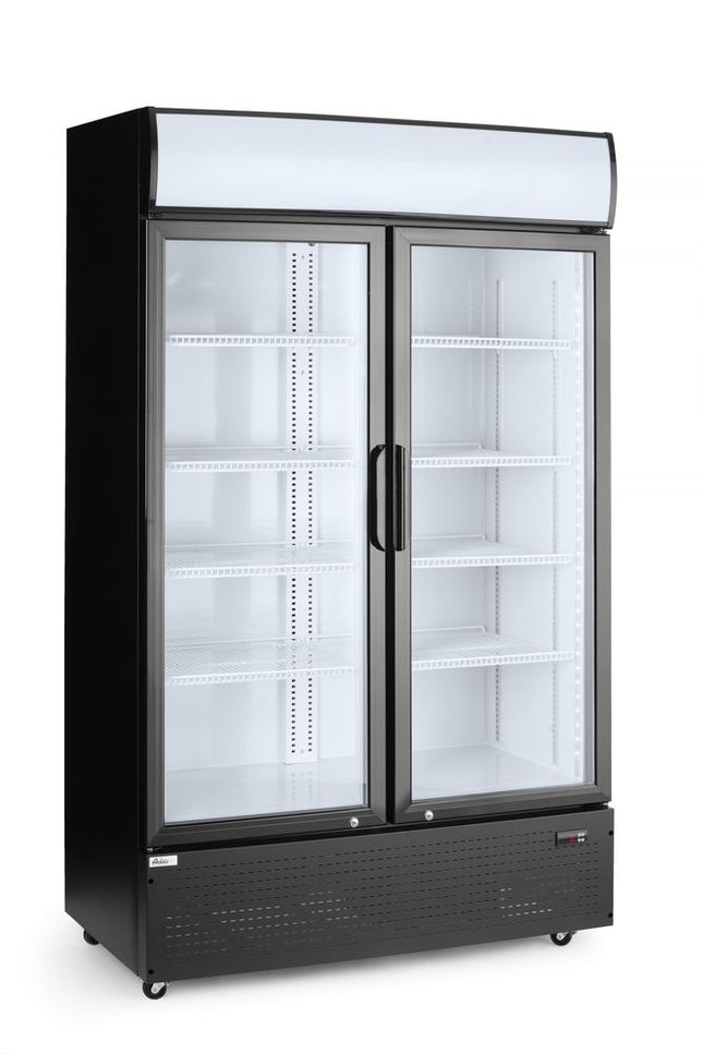 Backbar-køleskab med bagbelyst panel, dobbeltdørs, Arktic, 512L, sort, 230V/510W, 1120x585x(H)1900mm