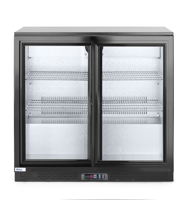 Backbar-køleskab med dobbelte skydedøre, Arktic, 158L, sort, 230V/160W, 520x900x(H)870mm