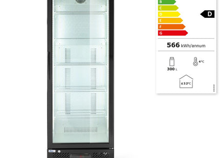 Backbar-køleskab, enkeltdørs, Arktic, 300L, sort, 230V/195W, 528x600x(H)1820mm