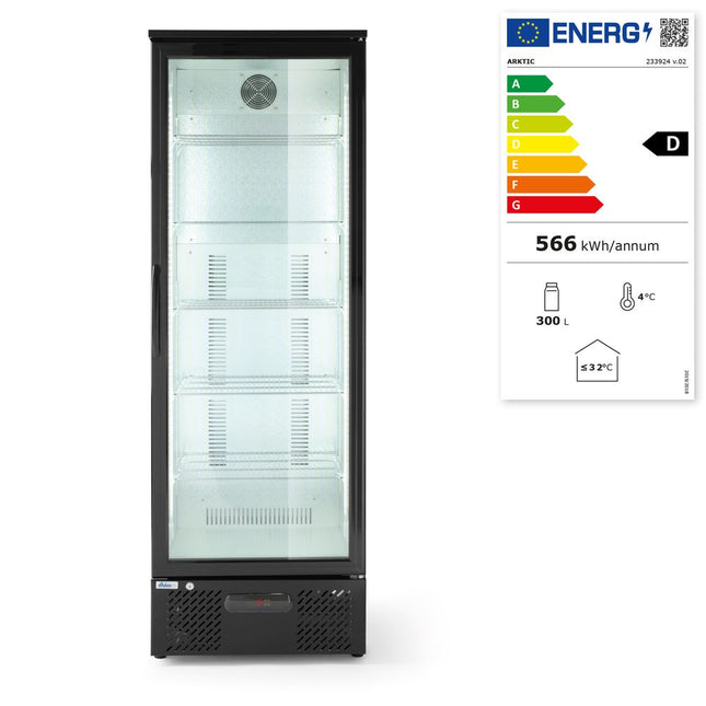 Backbar-køleskab, enkeltdørs, Arktic, 300L, sort, 230V/195W, 528x600x(H)1820mm