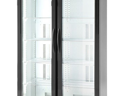 Backbar-køleskab, dobbeltdørs, Arktic, 384L, sort, 230V/365W, 940x635x(H)1983mm