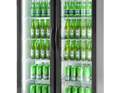 Backbar-køleskab, dobbeltdørs, Arktic, 384L, sort, 230V/365W, 940x635x(H)1983mm
