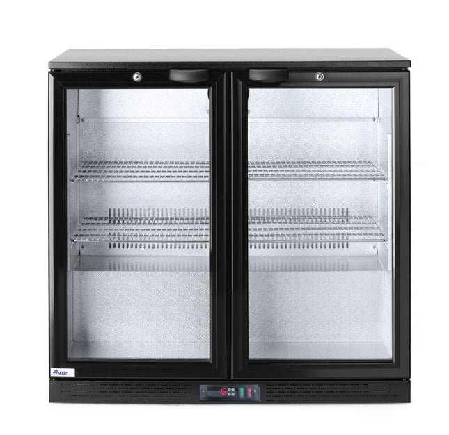 Backbar-køleskab, dobbeltdørs, Arktic, 158L, sort, 230V/160W, 900x530x(H)865mm