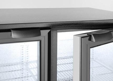 Backbar-køleskab, dobbeltdørs, Arktic, 158L, sort, 230V/160W, 900x530x(H)865mm