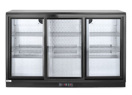 Backbar-køleskab med tredobbelte skydedøre, Arktic, 254L, sort, 230V/160W, 1350x520x(H)865mm