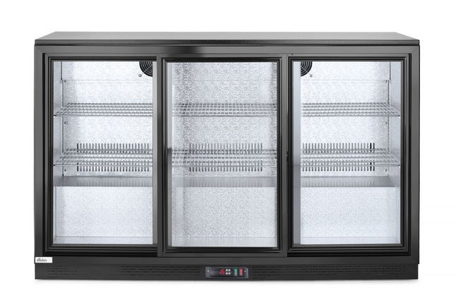 Backbar-køleskab med tredobbelte skydedøre, Arktic, 254L, sort, 230V/160W, 1350x520x(H)865mm