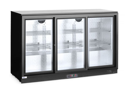 Backbar-køleskab med tredobbelte skydedøre, Arktic, 254L, sort, 230V/160W, 1350x520x(H)865mm