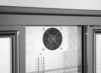 Backbar-køleskab med tredobbelte skydedøre, Arktic, 254L, sort, 230V/160W, 1350x520x(H)865mm