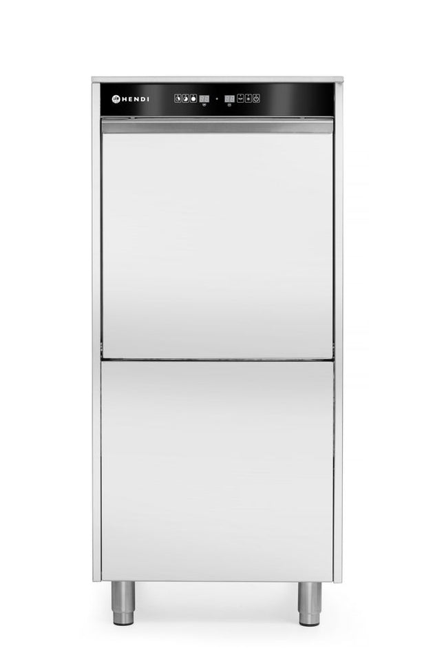 50x60 opvaskemaskine til bakker og gryder – elektronisk styret, med sæbedoseringssystem og afløbspumpe, HENDI, Kitchen Line, 400V/7100W, 595x777x(H)1335mm