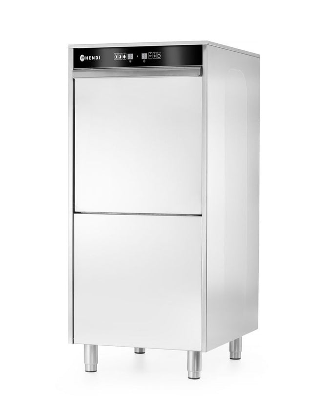 50x60 opvaskemaskine til bakker og gryder – elektronisk styret, med sæbedoseringssystem og afløbspumpe, HENDI, Kitchen Line, 400V/7100W, 595x777x(H)1335mm