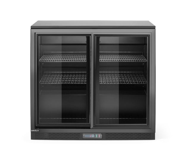 Backbar-køleskab med dobbelte skydedøre, Arktic, 158L, sort, 230V/160W, 520x900x(H)870mm