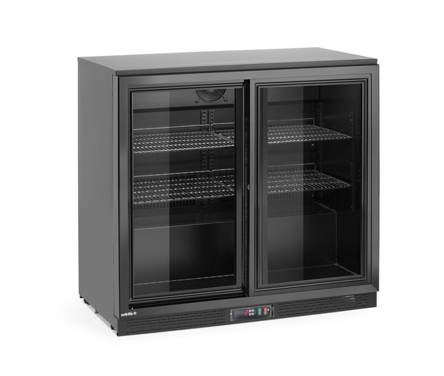 Backbar-køleskab med dobbelte skydedøre, Arktic, 158L, sort, 230V/160W, 520x900x(H)870mm