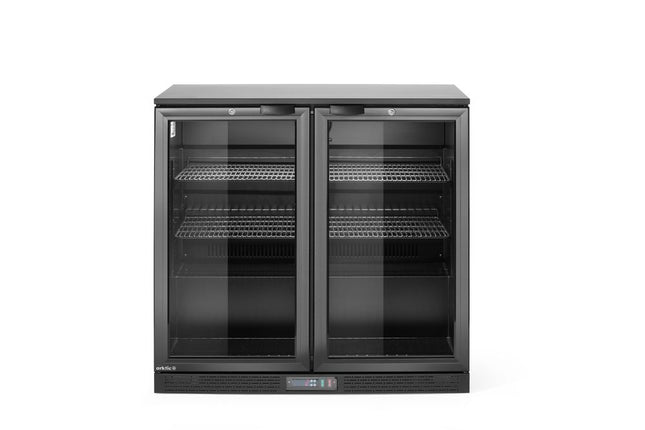 Backbar-køleskab, dobbeltdørs, Arktic, 158L, sort, 230V/160W, 530x900x(H)870mm