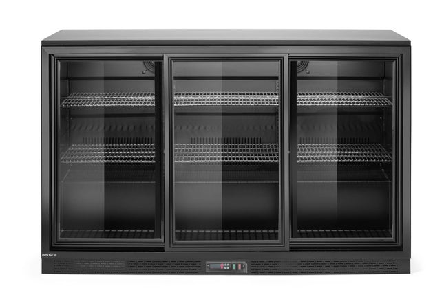 Backbar-køleskab med tredobbelte skydedøre, Arktic, 254L, sort, 230V/160W, 520x1350x(H)870mm