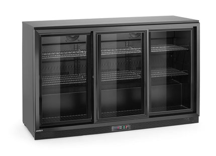 Backbar-køleskab med tredobbelte skydedøre, Arktic, 254L, sort, 230V/160W, 520x1350x(H)870mm
