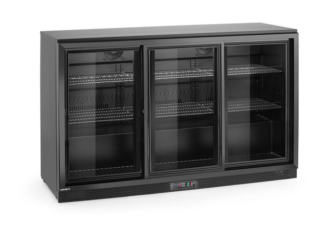 Backbar-køleskab med tredobbelte skydedøre, Arktic, 254L, sort, 230V/160W, 520x1350x(H)870mm