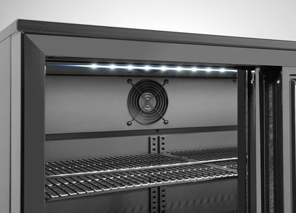 Backbar-køleskab med tredobbelte skydedøre, Arktic, 254L, sort, 230V/160W, 520x1350x(H)870mm