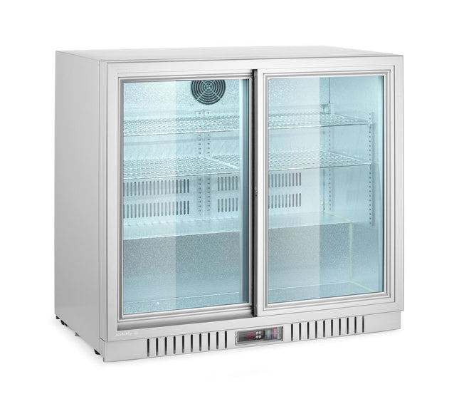 Backbar-køleskab med 2 skydedøre, Arktic, 150L, sølv, 230V/175W, 900x520x(H)840mm