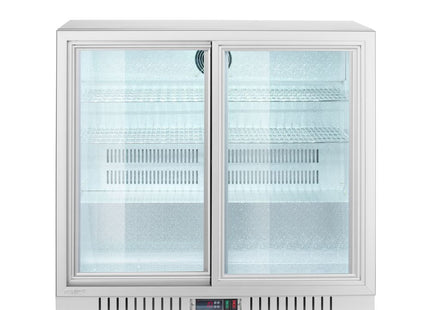 Backbar-køleskab med 2 skydedøre, Arktic, 150L, sølv, 230V/175W, 900x520x(H)840mm