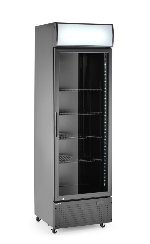 Backbar-køleskab med bagbelyst panel, enkeltdørs, Arktic, 254L, sort, 230V/250W, 605x578x(H)1980mm