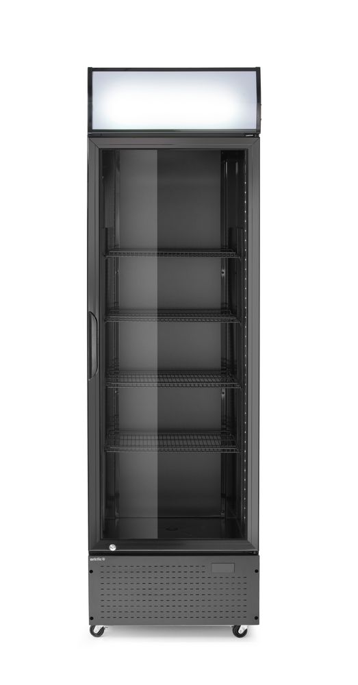 Backbar-køleskab med bagbelyst panel, enkeltdørs, Arktic, 254L, sort, 230V/250W, 605x578x(H)1980mm