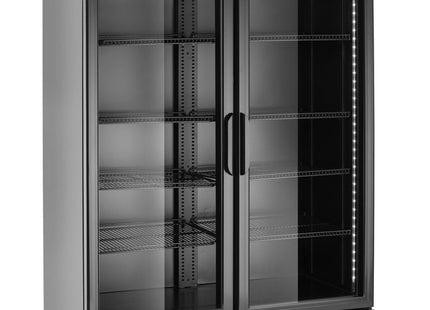 Backbar-køleskab med bagbelyst panel, dobbeltdørs, Arktic, 512L, sort, 230V/510W, 585x1120x(H)1900mm