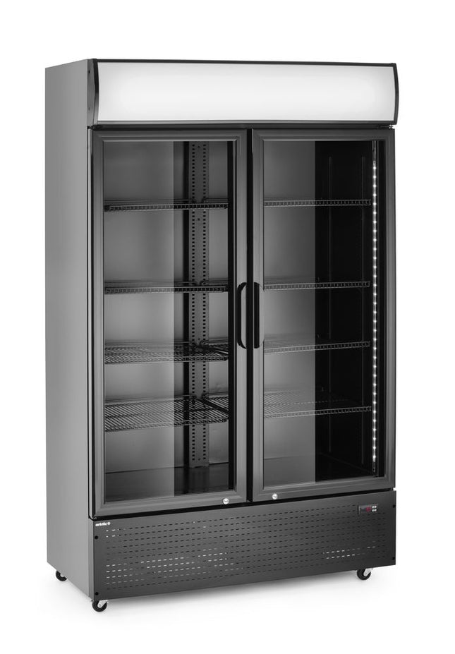 Backbar-køleskab med bagbelyst panel, dobbeltdørs, Arktic, 512L, sort, 230V/510W, 585x1120x(H)1900mm