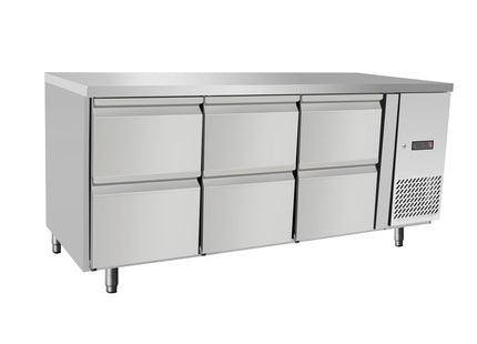 Kølebord, 6 skuffer, Arktic, uden bagkant, 204L, 230V/400W, 700x1795x(H)840mm