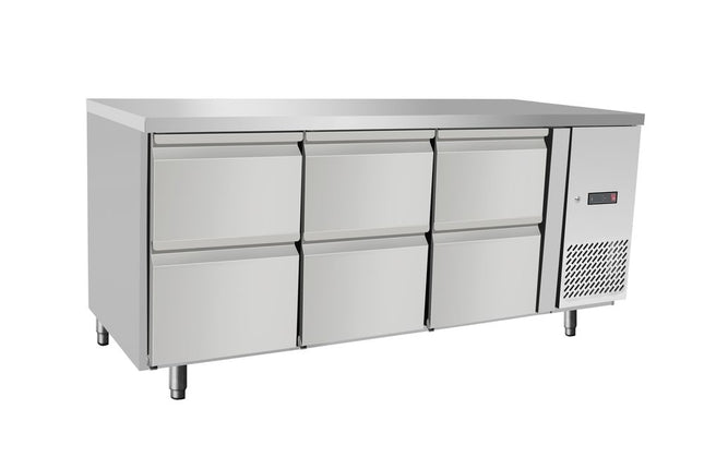 Kølebord, 6 skuffer, Arktic, uden bagkant, 204L, 230V/400W, 700x1795x(H)840mm