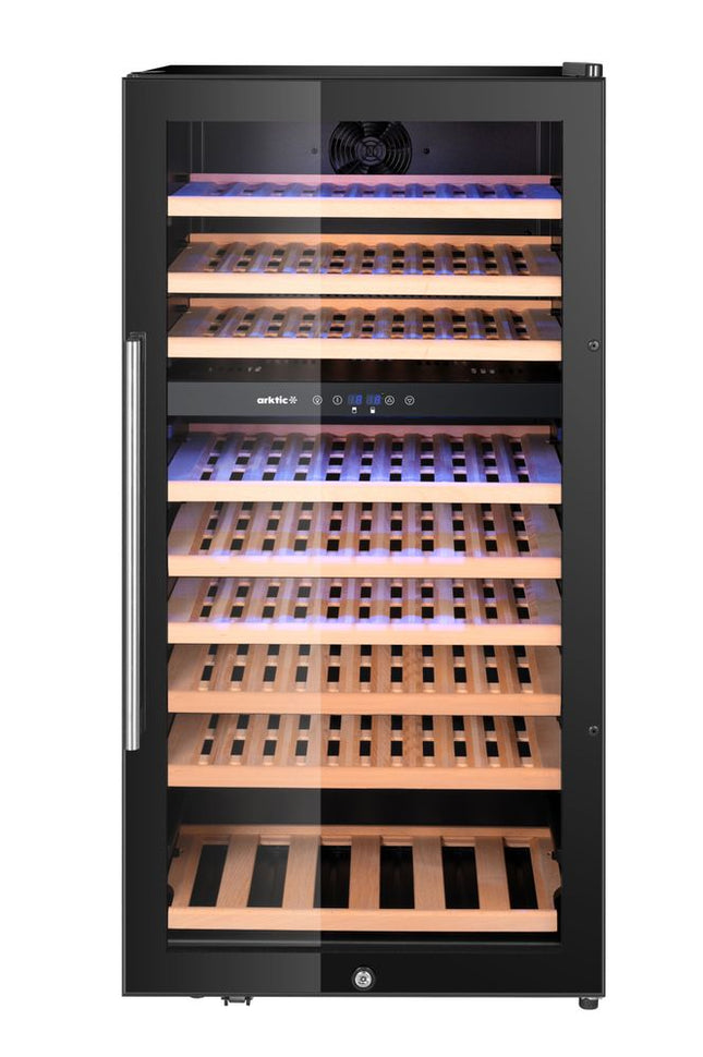 Vinkøleskab, 2-zoner, 91 flasker, Arktic, sort, 569x595x(H)1215mm