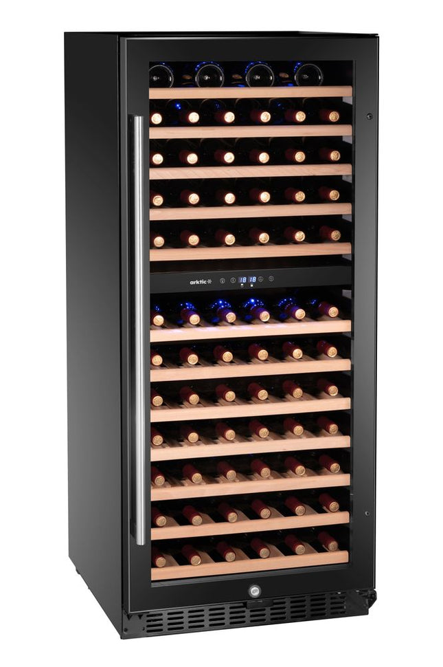 Vinkøleskab, 2-zoner, 124 flasker, Arktic, sort, 569x595x(H)1397mm