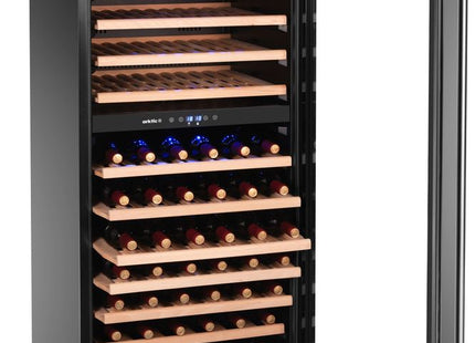 Vinkøleskab, 2-zoner, 124 flasker, Arktic, sort, 569x595x(H)1397mm